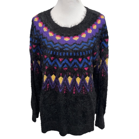 Time and Tru Fair Isle Sweater Black Multicolor Size XXL (20) - Picture 10 of 10